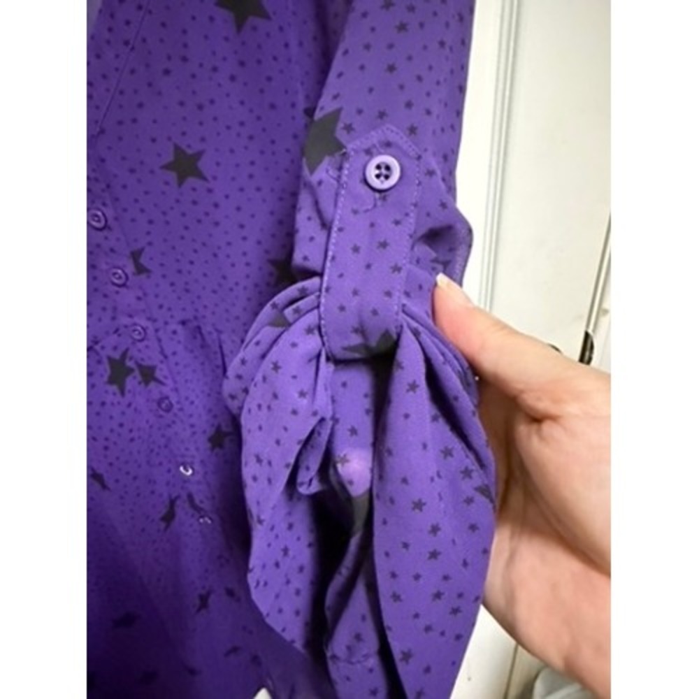Torrid Purple Star Print Chiffon Shirt Dress Starry Night Celestial 3 3X 22 24 - Picture 8 of 10